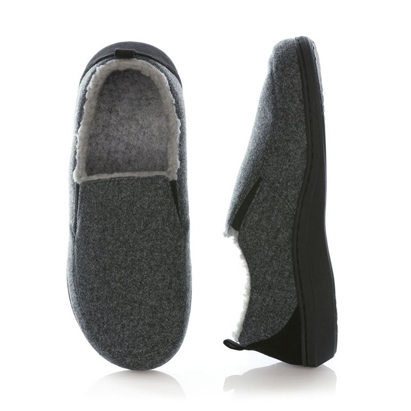 PowerStep men&rsquo;s twin-gore orthotic slipper in charcoal